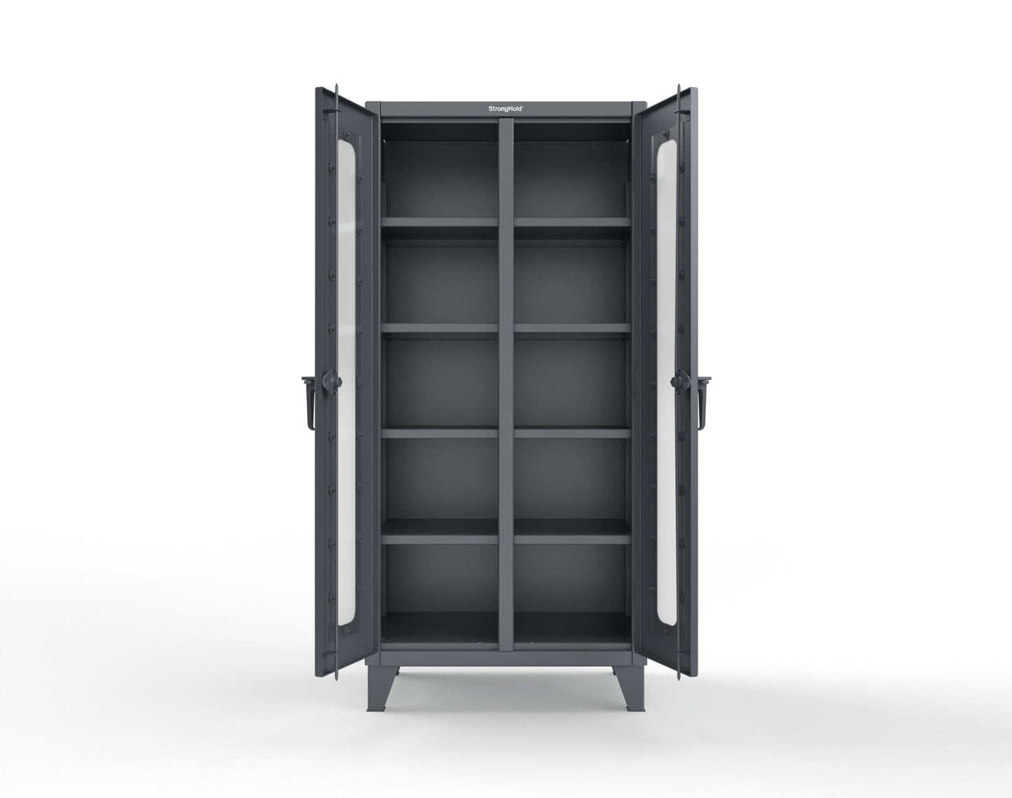 Extreme Duty 12 GA Clear View Double Shift Cabinet with 8 Shelves - 36 In. W x 24 In. D x 78 In. H - 36-DS-LD-248-7024