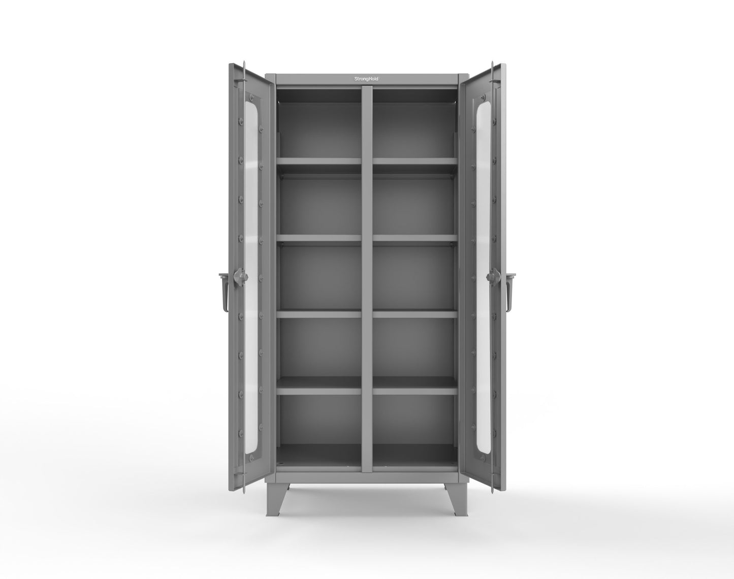 Extreme Duty 12 GA Clear View Double Shift Cabinet with 8 Shelves - 36 In. W x 24 In. D x 78 In. H - 36-DS-LD-248-7037