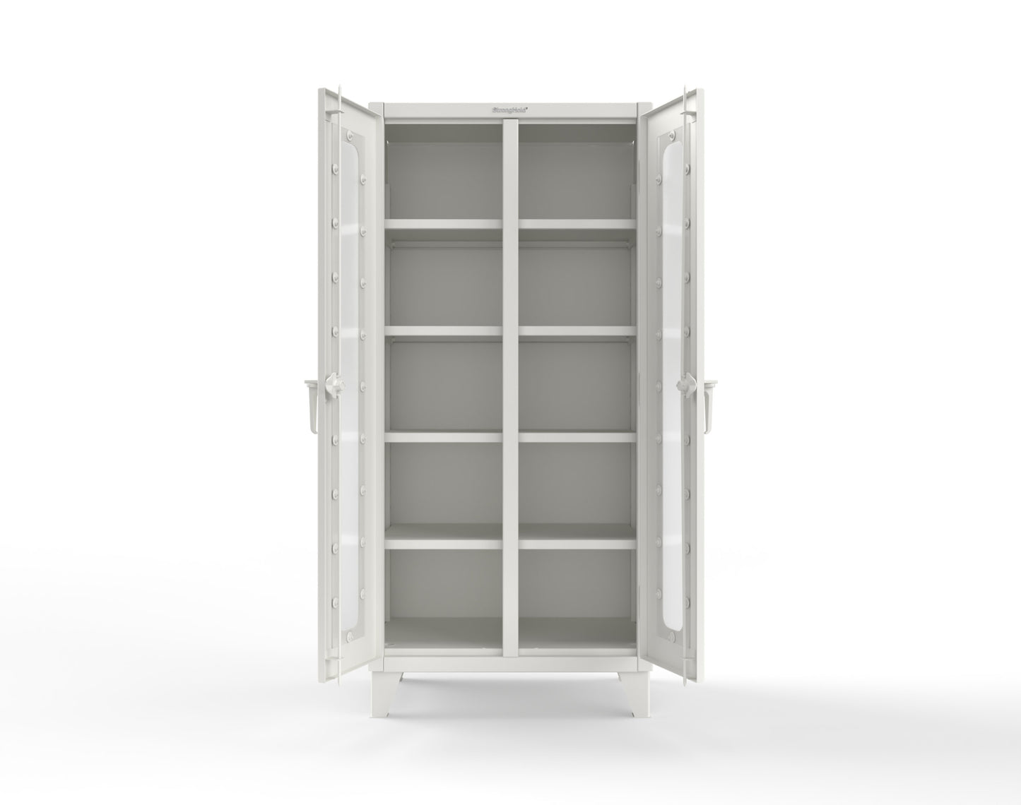 Extreme Duty 12 GA Clear View Double Shift Cabinet with 8 Shelves - 36 In. W x 24 In. D x 78 In. H - 36-DS-LD-248-9003