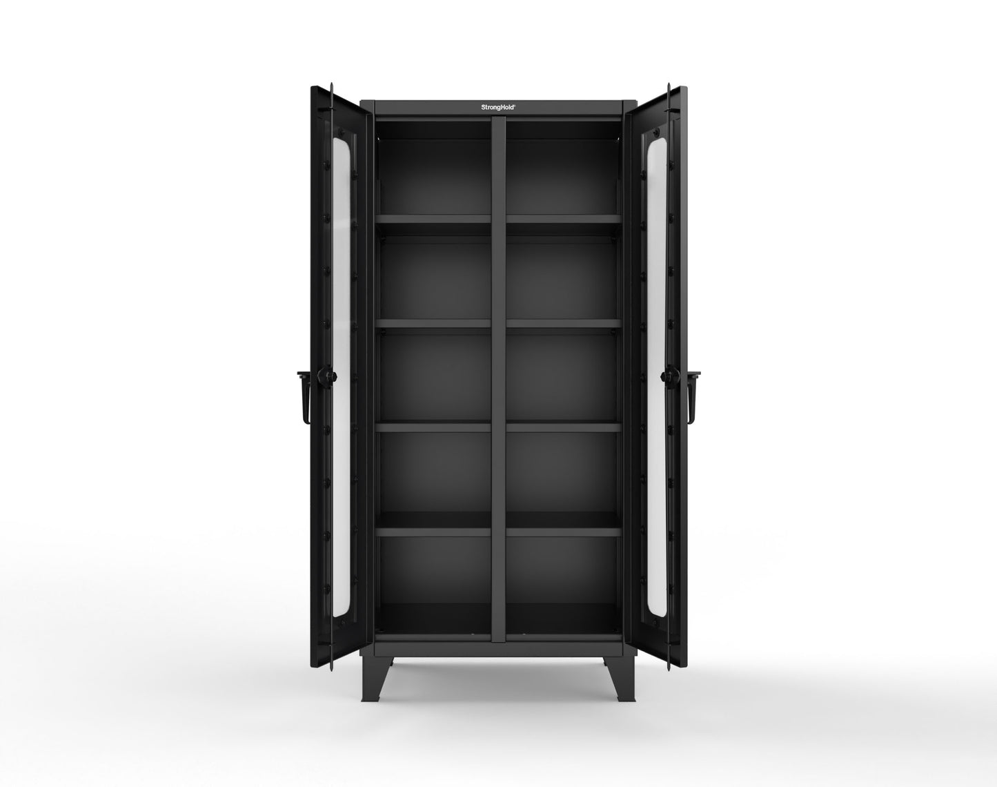 Extreme Duty 12 GA Clear View Double Shift Cabinet with 8 Shelves - 36 In. W x 24 In. D x 78 In. H - 36-DS-LD-248-9005