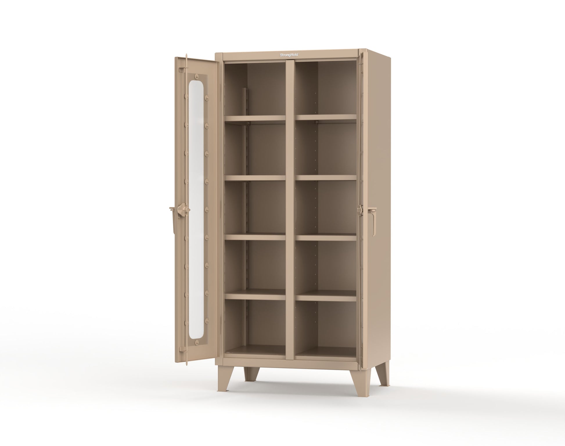Extreme Duty 12 GA Clear View Double Shift Cabinet with 8 Shelves - 36 In. W x 24 In. D x 78 In. H - 36-DS-LD-248-1019
