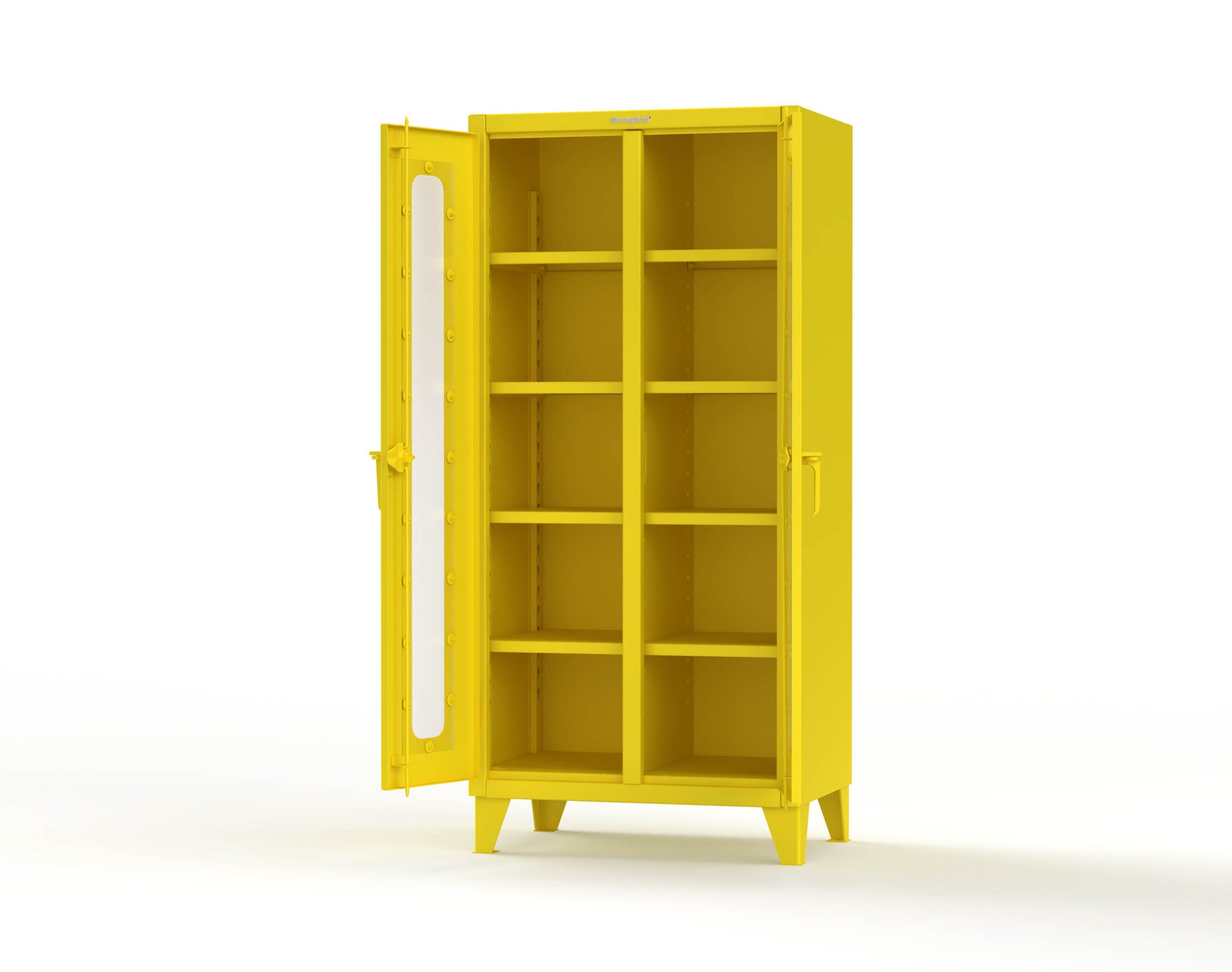 Extreme Duty 12 GA Clear View Double Shift Cabinet with 8 Shelves - 36 In. W x 24 In. D x 78 In. H - 36-DS-LD-248-1021