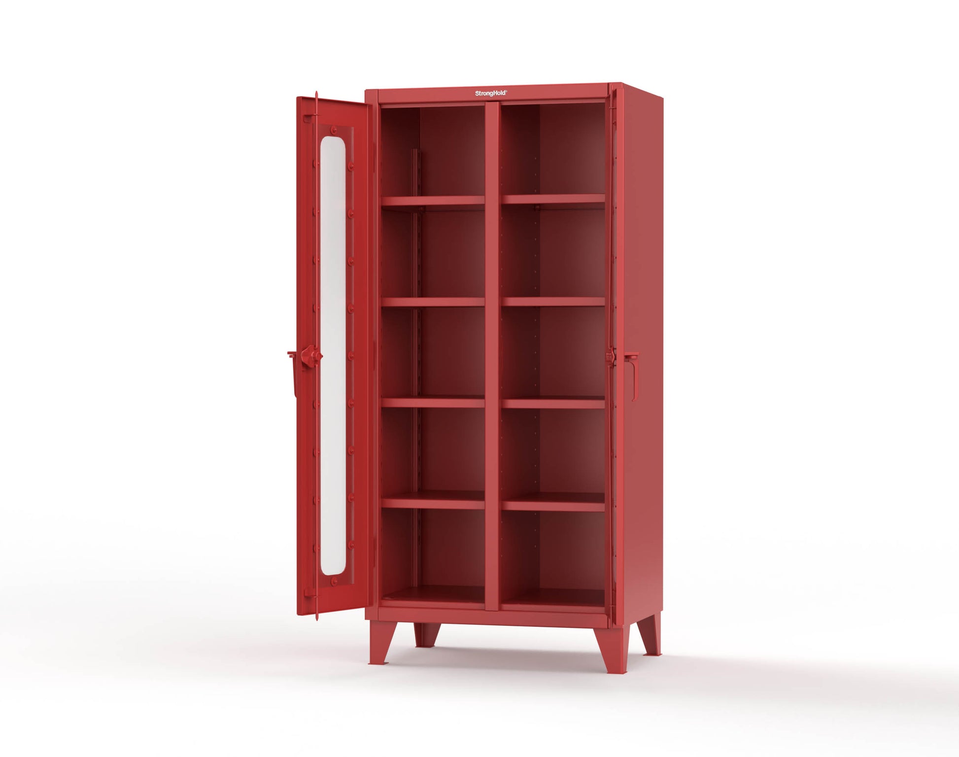 Extreme Duty 12 GA Clear View Double Shift Cabinet with 8 Shelves - 36 In. W x 24 In. D x 78 In. H - 36-DS-LD-248-3001