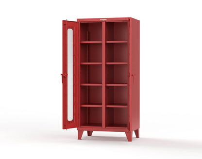 Extreme Duty 12 GA Clear View Double Shift Cabinet with 8 Shelves - 36 In. W x 24 In. D x 78 In. H - 36-DS-LD-248-3001