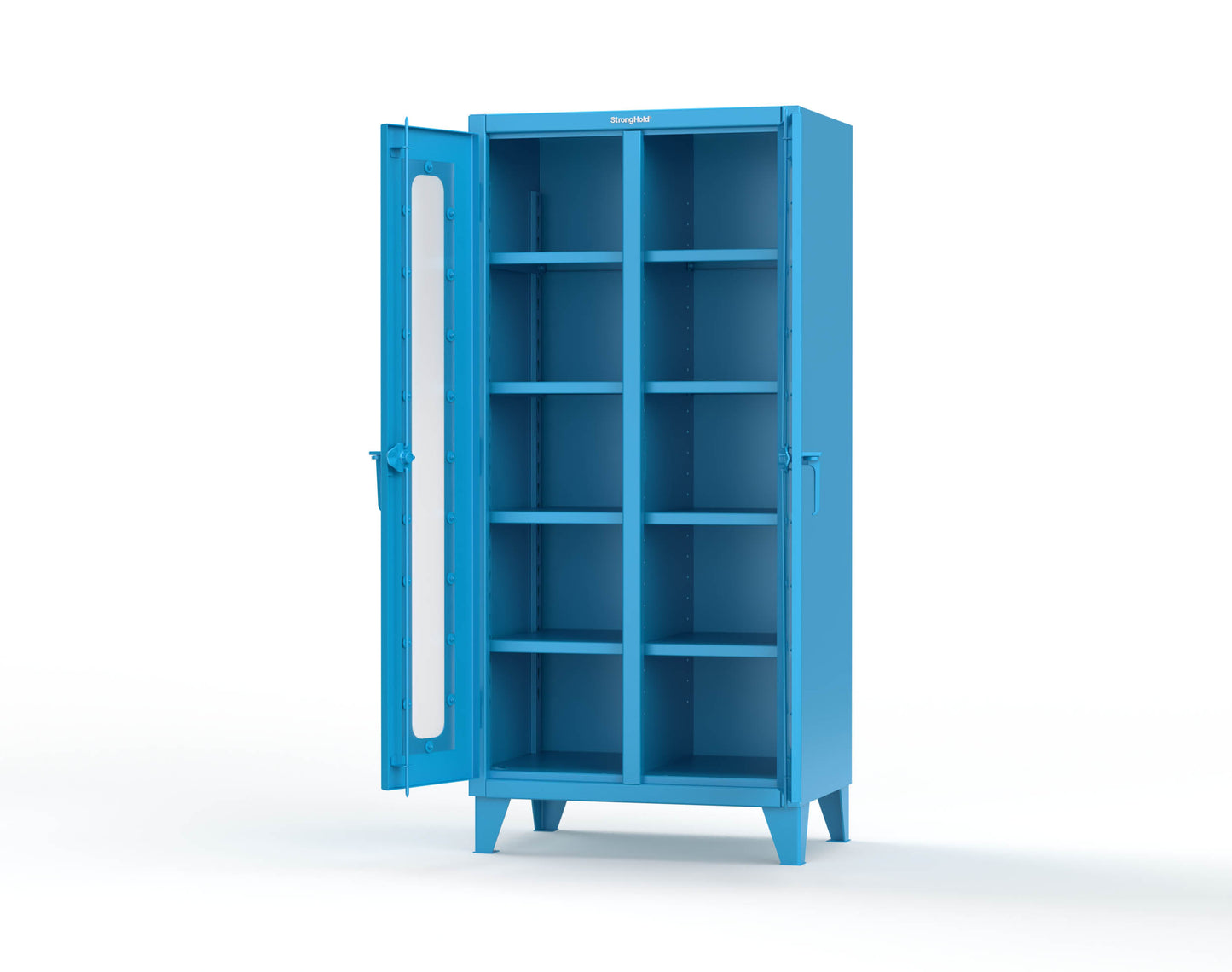Extreme Duty 12 GA Clear View Double Shift Cabinet with 8 Shelves - 36 In. W x 24 In. D x 78 In. H - 36-DS-LD-248-5012