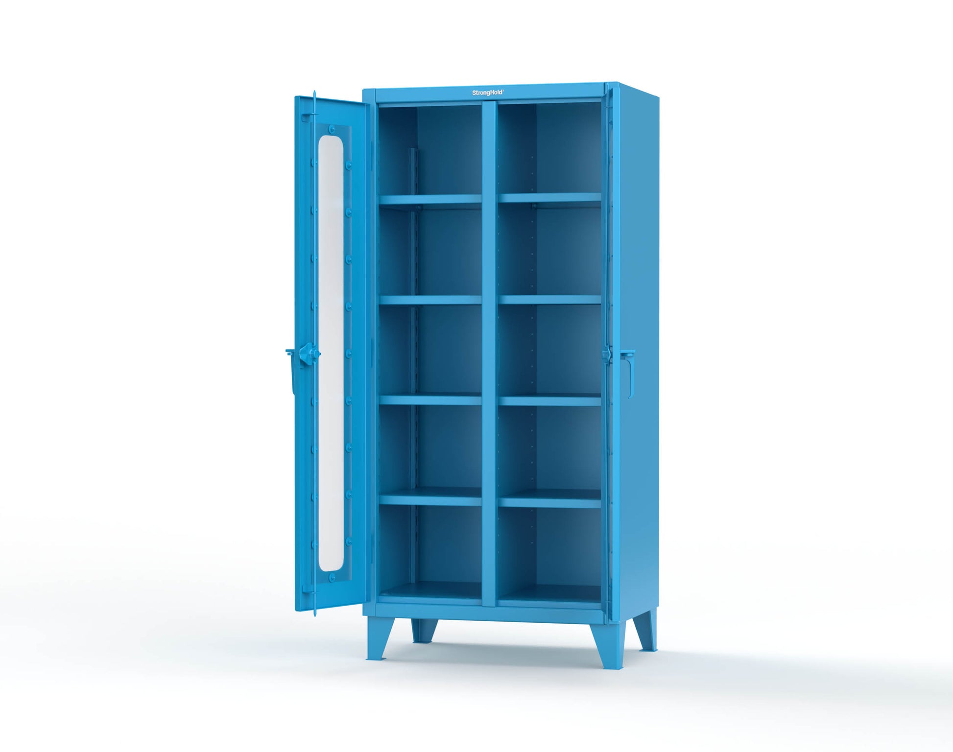 Extreme Duty 12 GA Clear View Double Shift Cabinet with 8 Shelves - 36 In. W x 24 In. D x 78 In. H - 36-DS-LD-248-5012