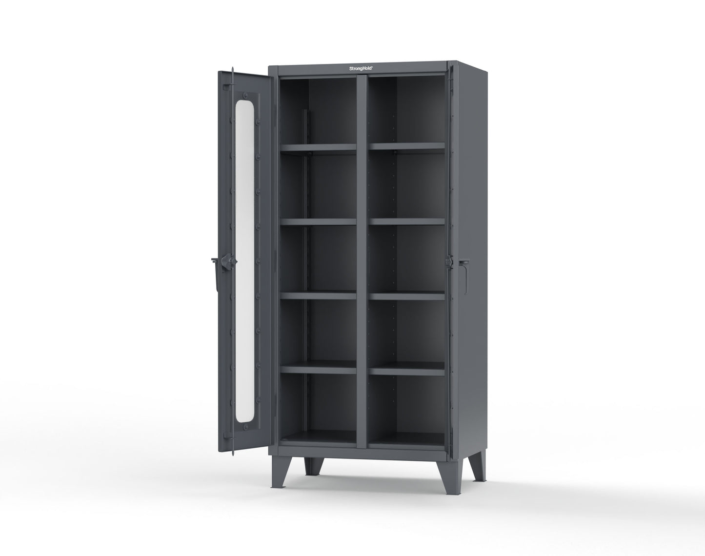 Extreme Duty 12 GA Clear View Double Shift Cabinet with 8 Shelves - 36 In. W x 24 In. D x 78 In. H - 36-DS-LD-248-7024