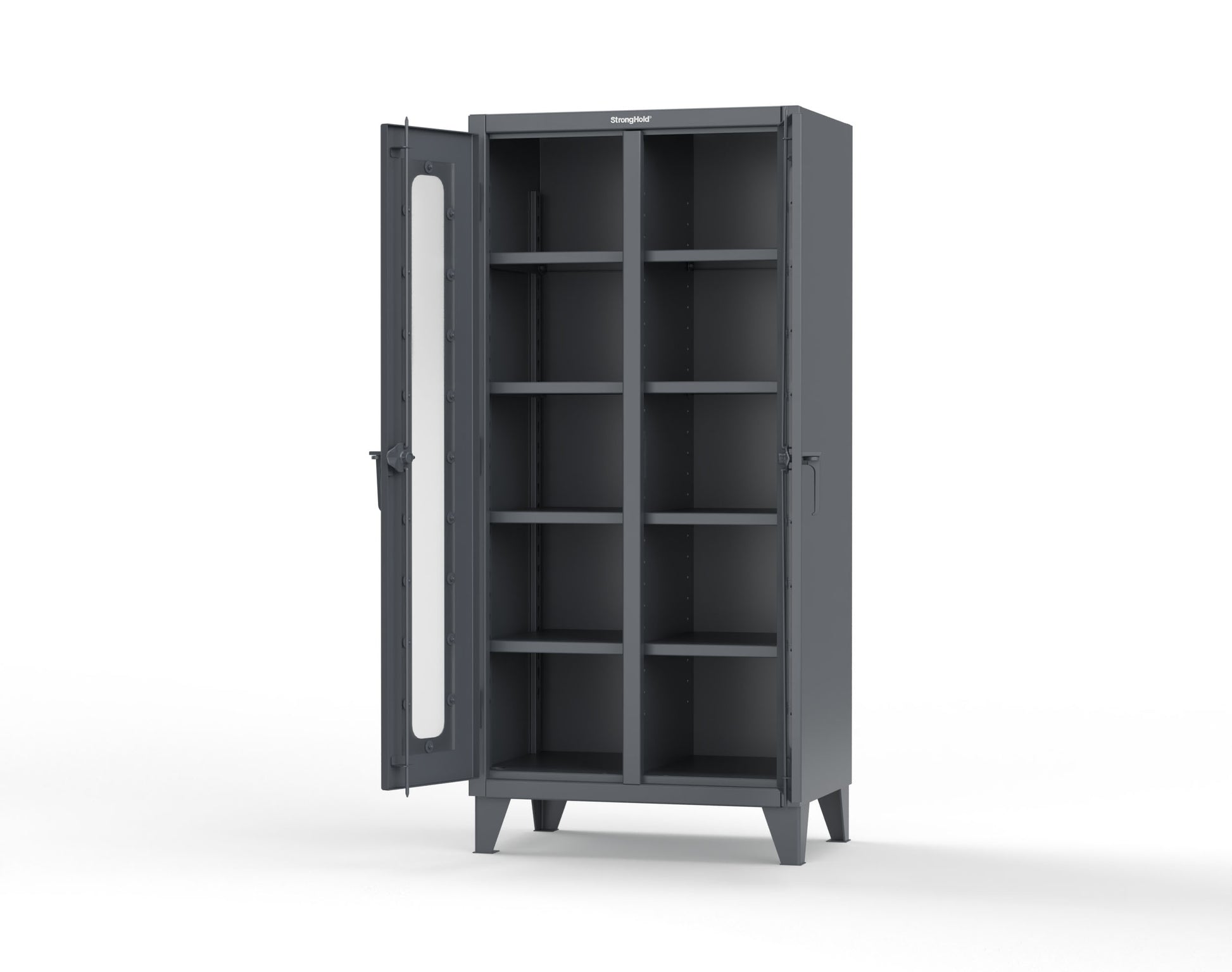 Extreme Duty 12 GA Clear View Double Shift Cabinet with 8 Shelves - 36 In. W x 24 In. D x 78 In. H - 36-DS-LD-248-7024