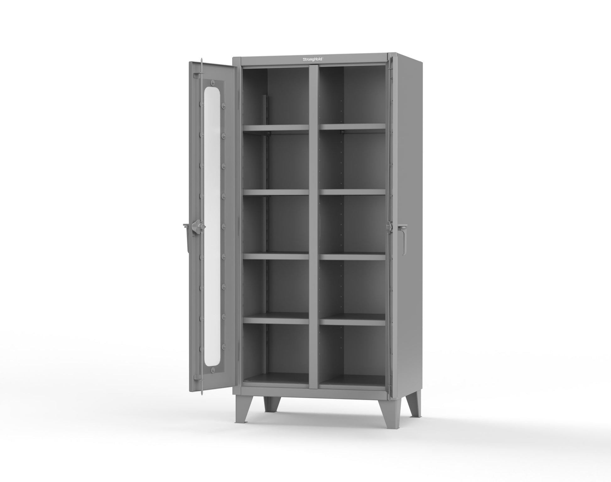Extreme Duty 12 GA Clear View Double Shift Cabinet with 8 Shelves - 36 In. W x 24 In. D x 78 In. H - 36-DS-LD-248-7037