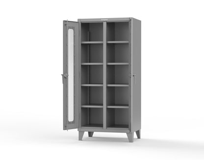 Extreme Duty 12 GA Clear View Double Shift Cabinet with 8 Shelves - 36 In. W x 24 In. D x 78 In. H - 36-DS-LD-248-7037