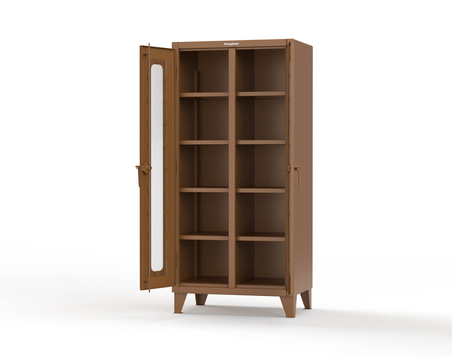 Extreme Duty 12 GA Clear View Double Shift Cabinet with 8 Shelves - 36 In. W x 24 In. D x 78 In. H - 36-DS-LD-248-8008