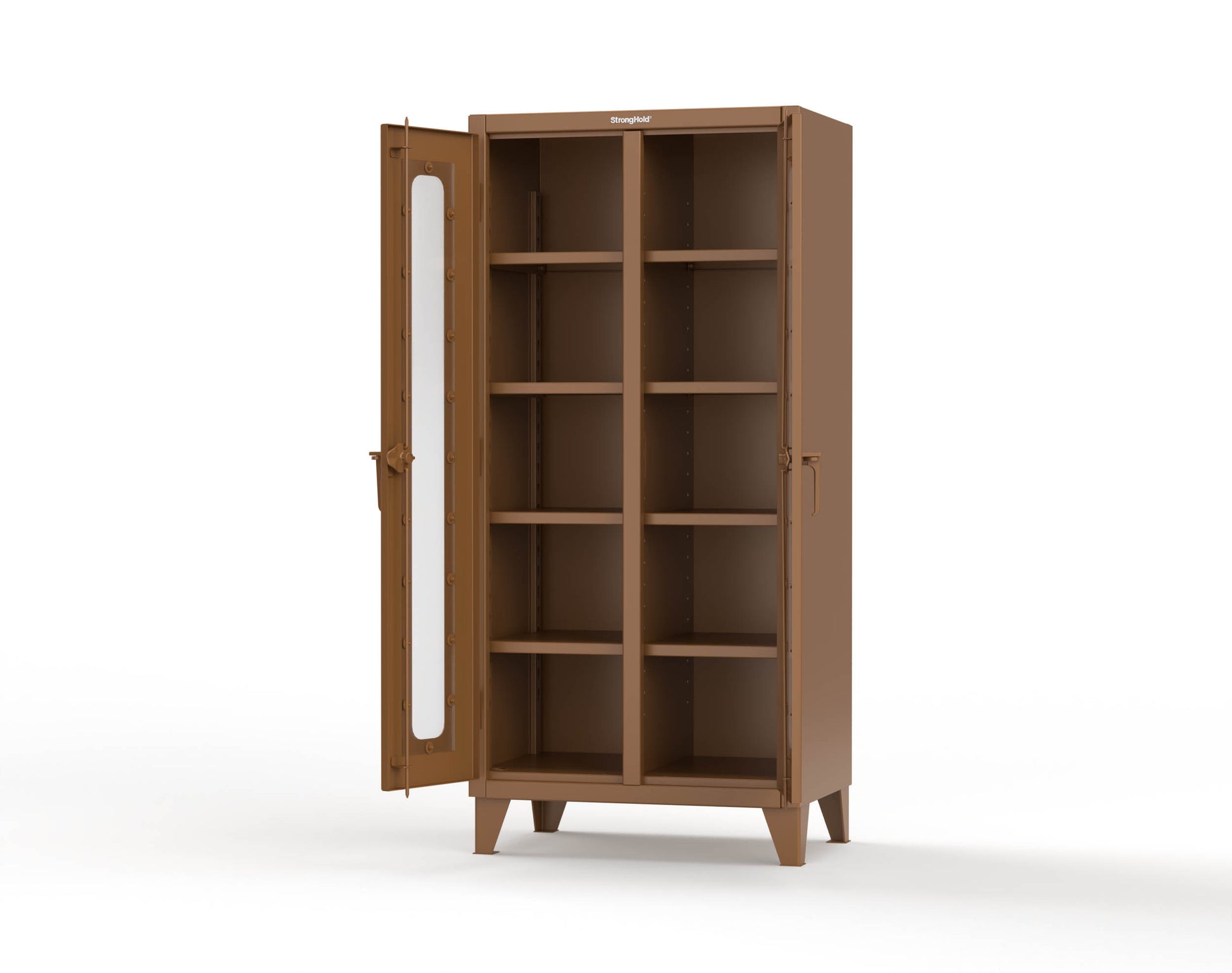 Extreme Duty 12 GA Clear View Double Shift Cabinet with 8 Shelves - 36 In. W x 24 In. D x 78 In. H - 36-DS-LD-248-8008