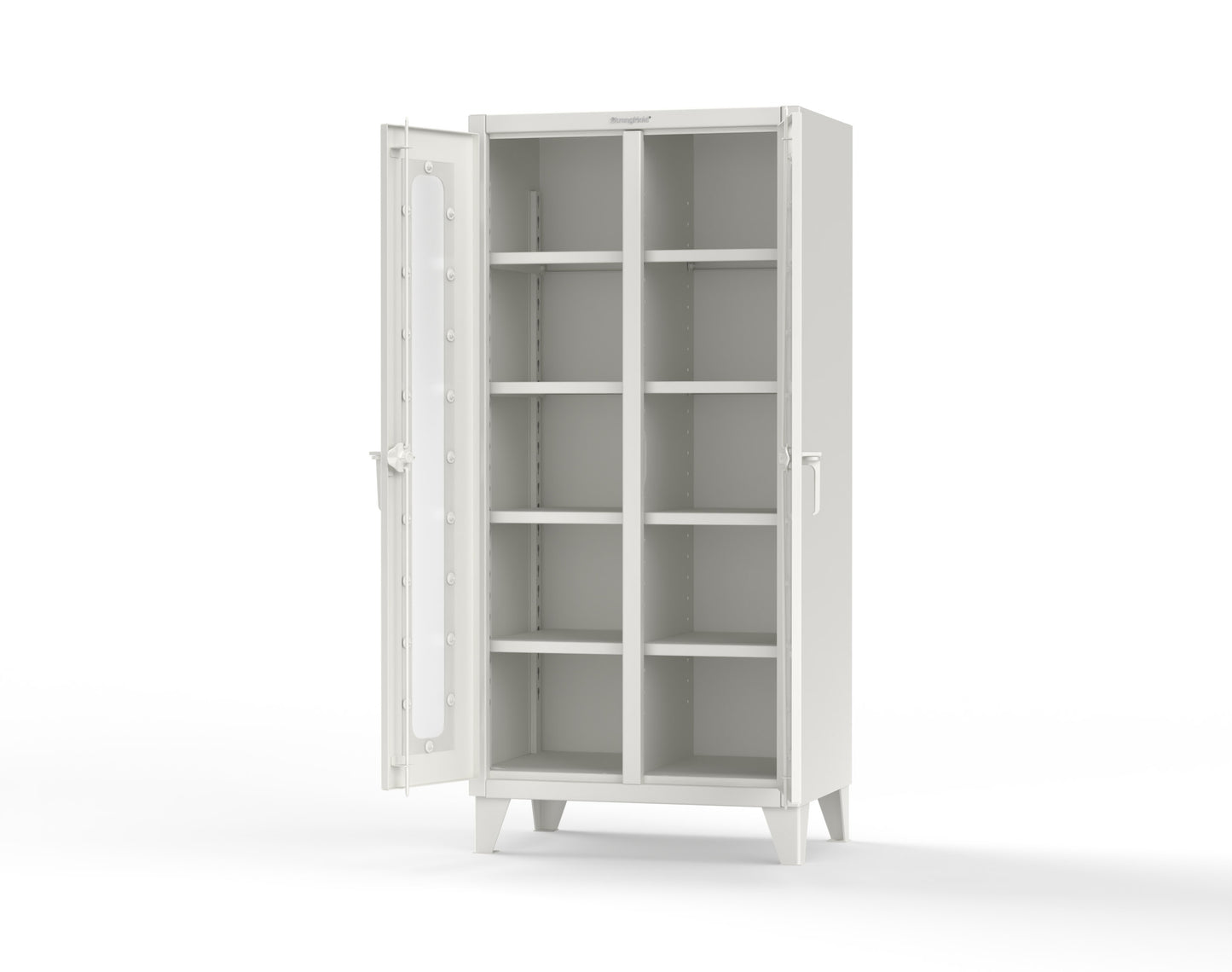 Extreme Duty 12 GA Clear View Double Shift Cabinet with 8 Shelves - 36 In. W x 24 In. D x 78 In. H - 36-DS-LD-248-9003