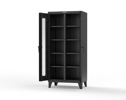 Extreme Duty 12 GA Clear View Double Shift Cabinet with 8 Shelves - 36 In. W x 24 In. D x 78 In. H - 36-DS-LD-248-9005