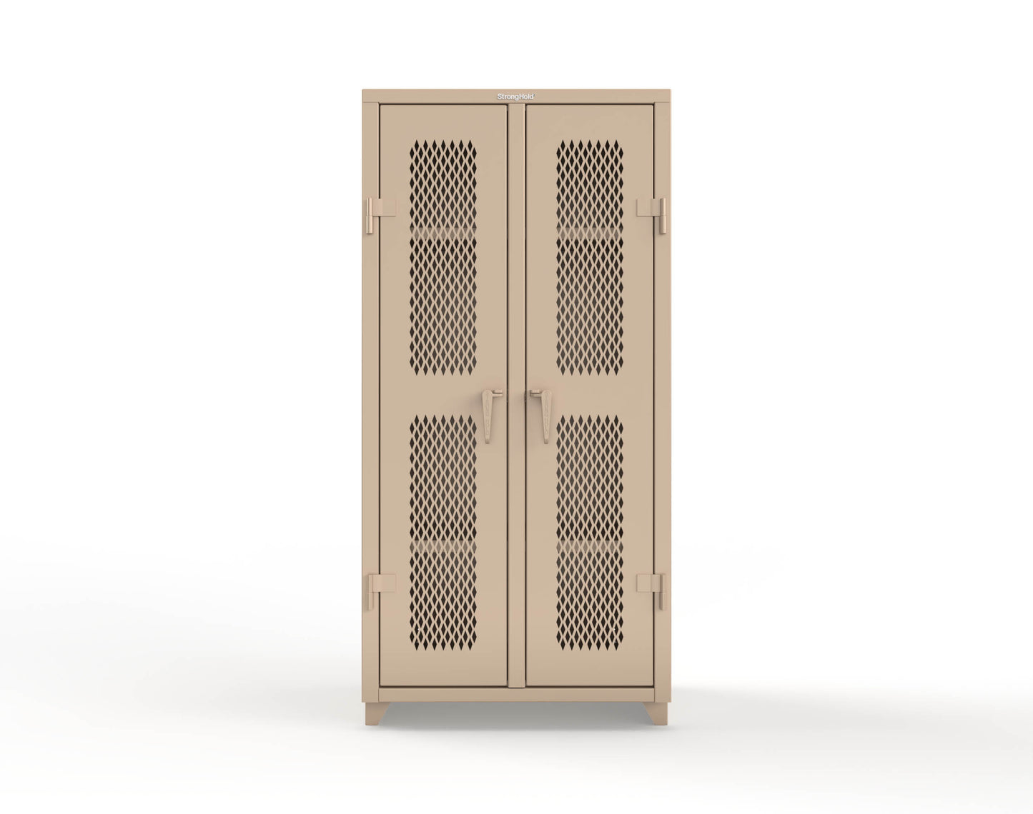 Extra Heavy Duty 14 GA Double Shift Ventilated (Diamond) Cabinet with 6 Shelves - 36 In. W x 24 In. D x 75 In. H - 36-DS-V-246-L-1019