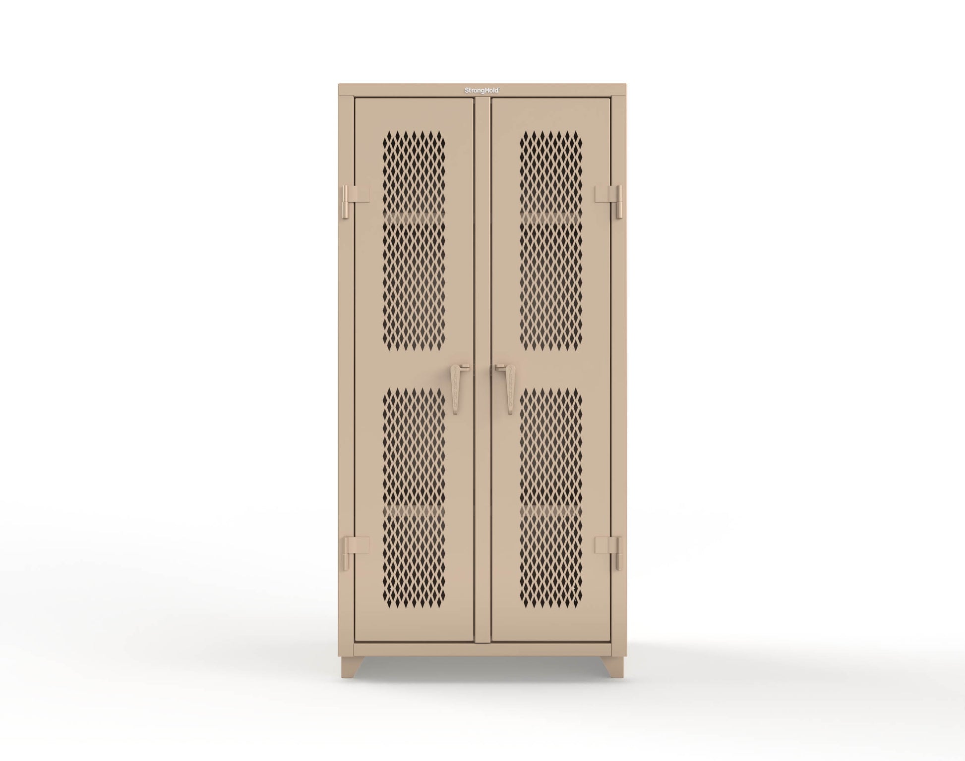 Extra Heavy Duty 14 GA Double Shift Ventilated (Diamond) Cabinet with 6 Shelves - 36 In. W x 24 In. D x 75 In. H - 36-DS-V-246-L-1019