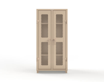 Extra Heavy Duty 14 GA Double Shift Ventilated (Diamond) Cabinet with 6 Shelves - 36 In. W x 24 In. D x 75 In. H - 36-DS-V-246-L-1019