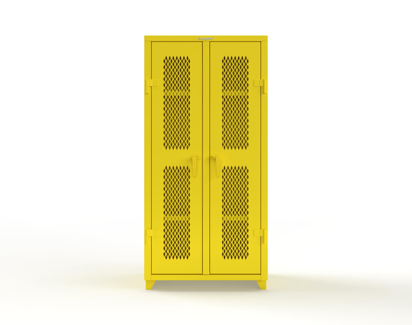 Extra Heavy Duty 14 GA Double Shift Ventilated (Diamond) Cabinet with 6 Shelves - 36 In. W x 24 In. D x 75 In. H - 36-DS-V-246-L-1021