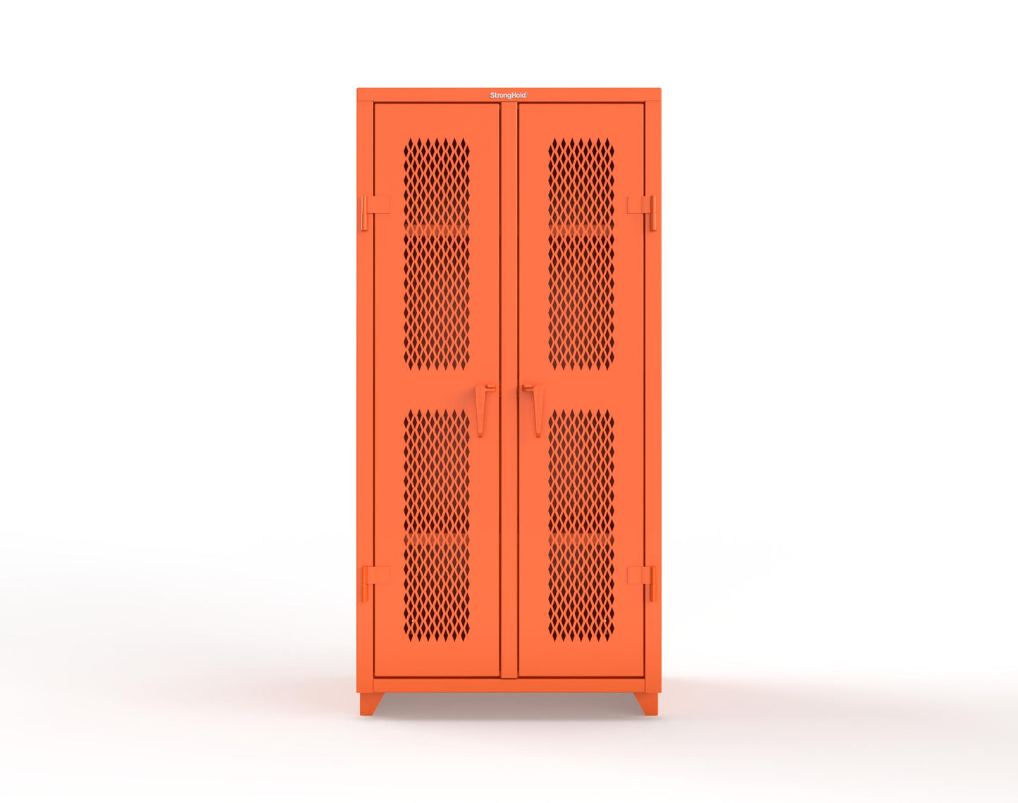 Extra Heavy Duty 14 GA Double Shift Ventilated (Diamond) Cabinet with 6 Shelves - 36 In. W x 24 In. D x 75 In. H - 36-DS-V-246-L-2009