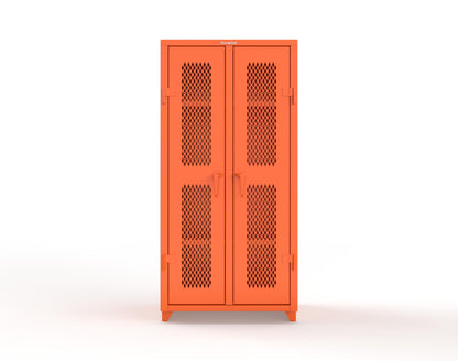Extra Heavy Duty 14 GA Double Shift Ventilated (Diamond) Cabinet with 6 Shelves - 36 In. W x 24 In. D x 75 In. H - 36-DS-V-246-L-2009
