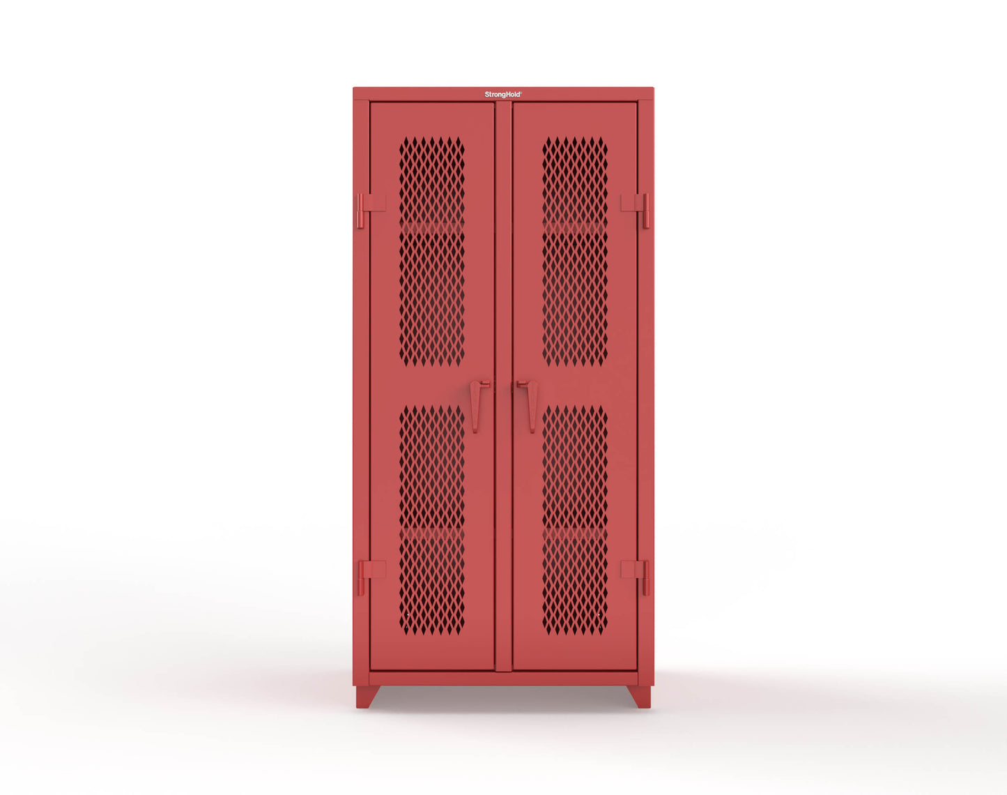 Extra Heavy Duty 14 GA Double Shift Ventilated (Diamond) Cabinet with 6 Shelves - 36 In. W x 24 In. D x 75 In. H - 36-DS-V-246-L-3001