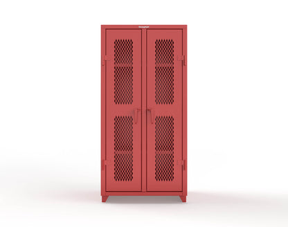 Extra Heavy Duty 14 GA Double Shift Ventilated (Diamond) Cabinet with 6 Shelves - 36 In. W x 24 In. D x 75 In. H - 36-DS-V-246-L-3001