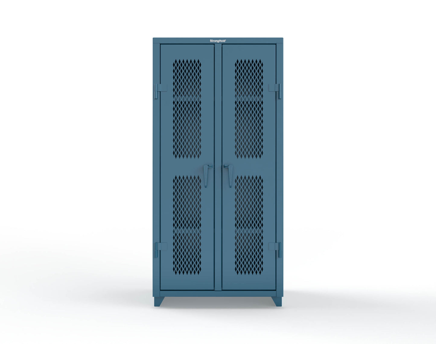 Extra Heavy Duty 14 GA Double Shift Ventilated (Diamond) Cabinet with 6 Shelves - 36 In. W x 24 In. D x 75 In. H - 36-DS-V-246-L-5001