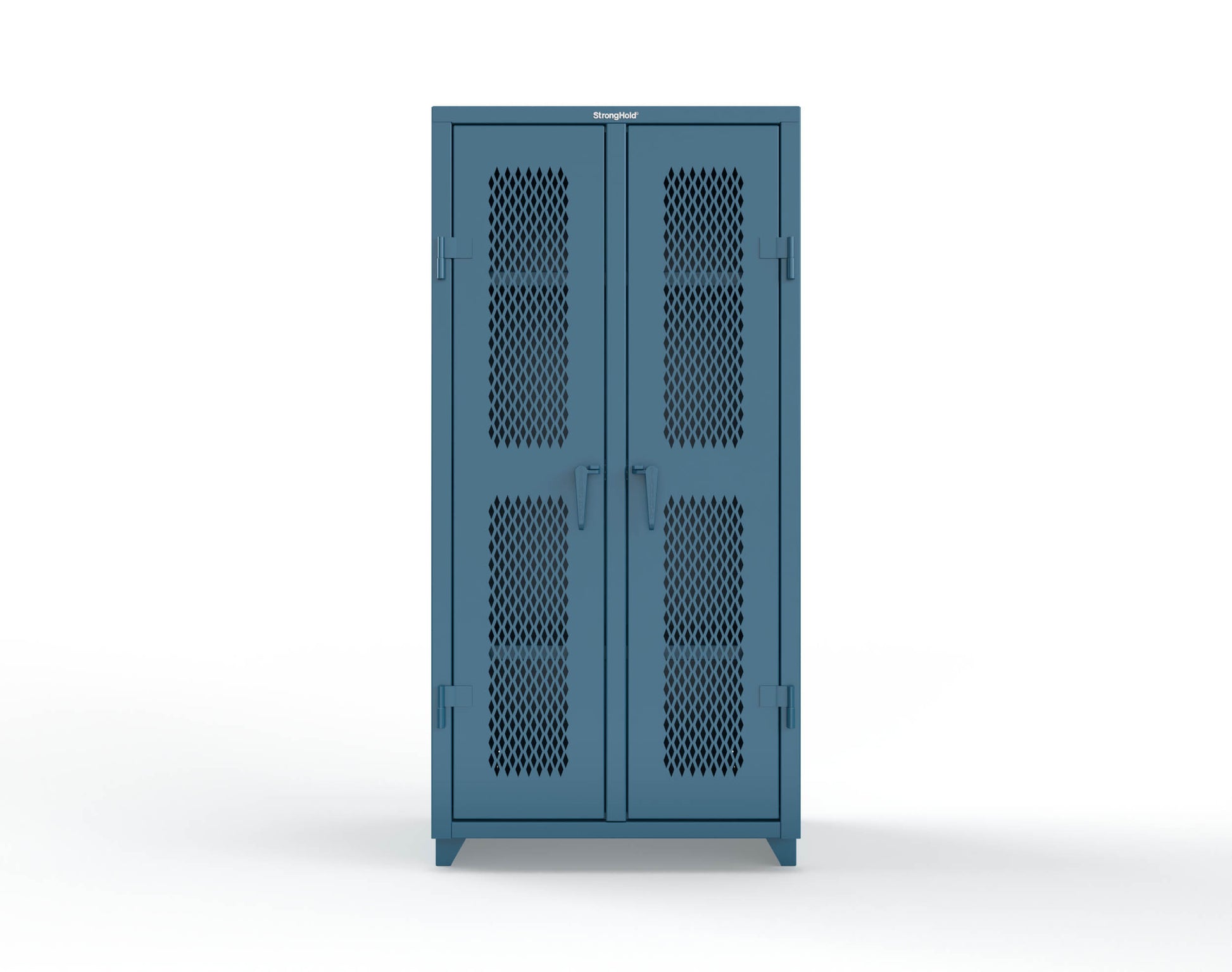 Extra Heavy Duty 14 GA Double Shift Ventilated (Diamond) Cabinet with 6 Shelves - 36 In. W x 24 In. D x 75 In. H - 36-DS-V-246-L-5001