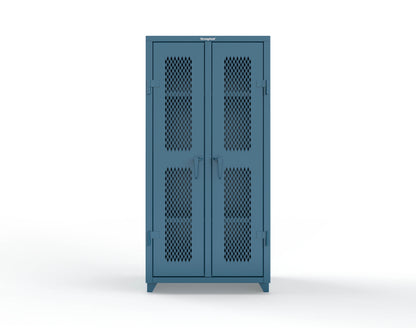 Extra Heavy Duty 14 GA Double Shift Ventilated (Diamond) Cabinet with 6 Shelves - 36 In. W x 24 In. D x 75 In. H - 36-DS-V-246-L-5001
