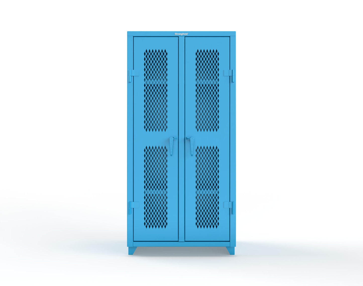 Extra Heavy Duty 14 GA Double Shift Ventilated (Diamond) Cabinet with 6 Shelves - 36 In. W x 24 In. D x 75 In. H - 36-DS-V-246-L-5012
