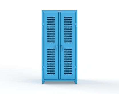 Extra Heavy Duty 14 GA Double Shift Ventilated (Diamond) Cabinet with 6 Shelves - 36 In. W x 24 In. D x 75 In. H - 36-DS-V-246-L-5012