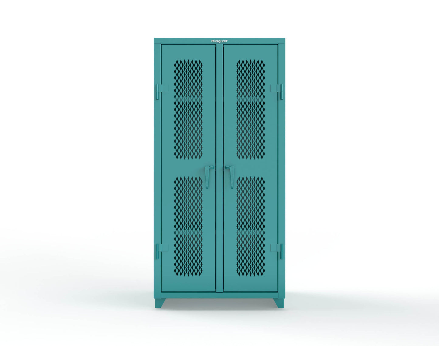 Extra Heavy Duty 14 GA Double Shift Ventilated (Diamond) Cabinet with 6 Shelves - 36 In. W x 24 In. D x 75 In. H - 36-DS-V-246-L-5021