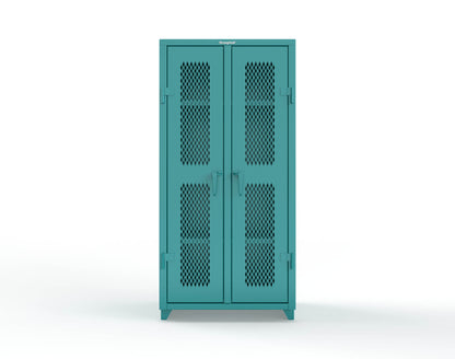 Extra Heavy Duty 14 GA Double Shift Ventilated (Diamond) Cabinet with 6 Shelves - 36 In. W x 24 In. D x 75 In. H - 36-DS-V-246-L-5021