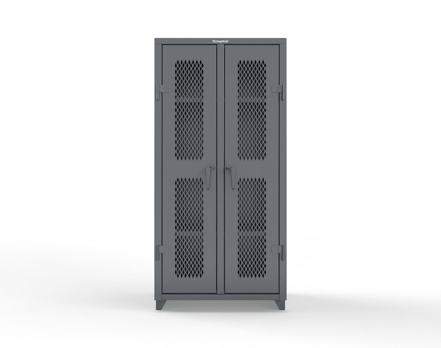 Extra Heavy Duty 14 GA Double Shift Ventilated (Diamond) Cabinet with 6 Shelves - 36 In. W x 24 In. D x 75 In. H - 36-DS-V-246-L-7024