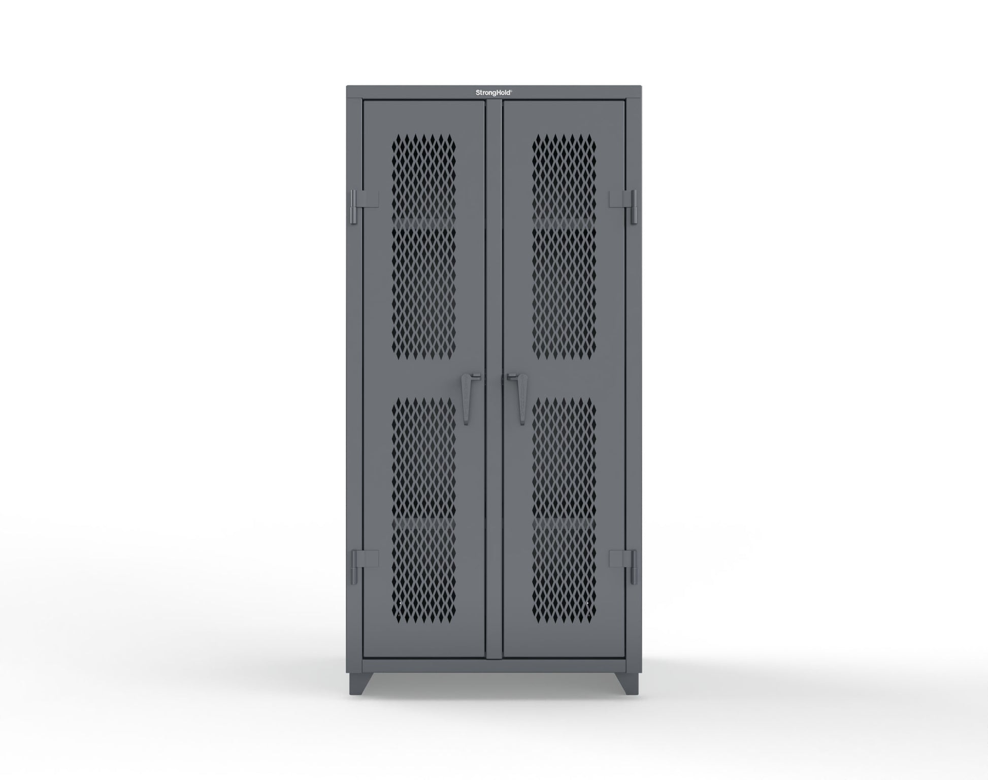Extra Heavy Duty 14 GA Double Shift Ventilated (Diamond) Cabinet with 6 Shelves - 36 In. W x 24 In. D x 75 In. H - 36-DS-V-246-L-7024
