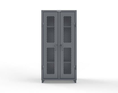 Extra Heavy Duty 14 GA Double Shift Ventilated (Diamond) Cabinet with 6 Shelves - 36 In. W x 24 In. D x 75 In. H - 36-DS-V-246-L-7024
