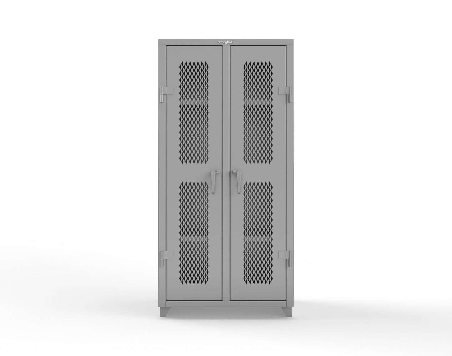 Extra Heavy Duty 14 GA Double Shift Ventilated (Diamond) Cabinet with 6 Shelves - 36 In. W x 24 In. D x 75 In. H - 36-DS-V-246-L-7037
