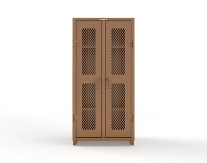 Extra Heavy Duty 14 GA Double Shift Ventilated (Diamond) Cabinet with 6 Shelves - 36 In. W x 24 In. D x 75 In. H - 36-DS-V-246-L-8008