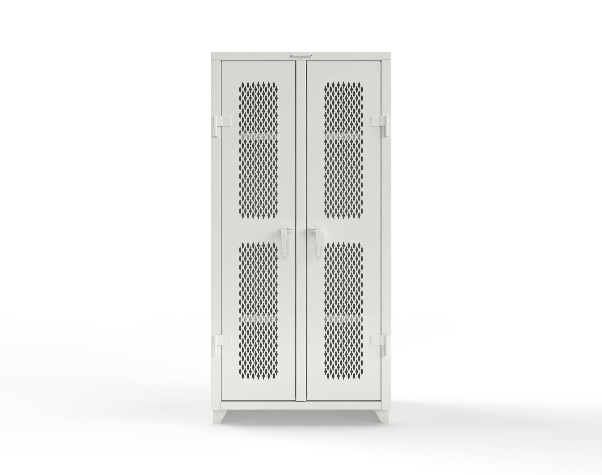 Extra Heavy Duty 14 GA Double Shift Ventilated (Diamond) Cabinet with 6 Shelves - 36 In. W x 24 In. D x 75 In. H - 36-DS-V-246-L-9003