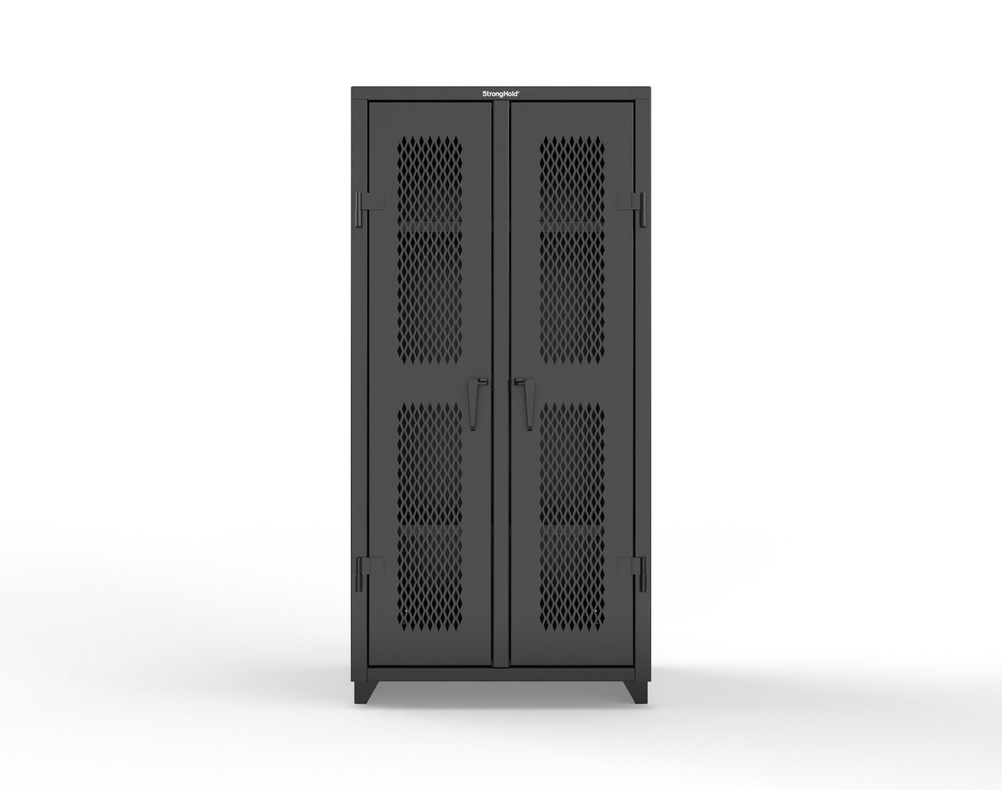 Extra Heavy Duty 14 GA Double Shift Ventilated (Diamond) Cabinet with 6 Shelves - 36 In. W x 24 In. D x 75 In. H - 36-DS-V-246-L-9005