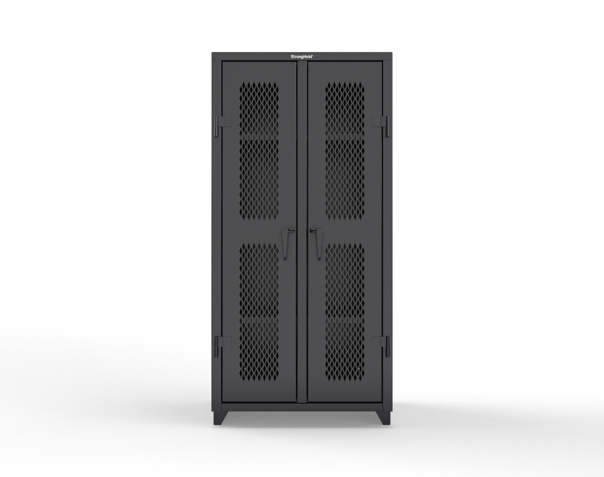 Extra Heavy Duty 14 GA Double Shift Ventilated (Diamond) Cabinet with 6 Shelves - 36 In. W x 24 In. D x 75 In. H - 36-DS-V-246-L-9005
