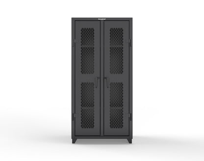 Extra Heavy Duty 14 GA Double Shift Ventilated (Diamond) Cabinet with 6 Shelves - 36 In. W x 24 In. D x 75 In. H - 36-DS-V-246-L-9005