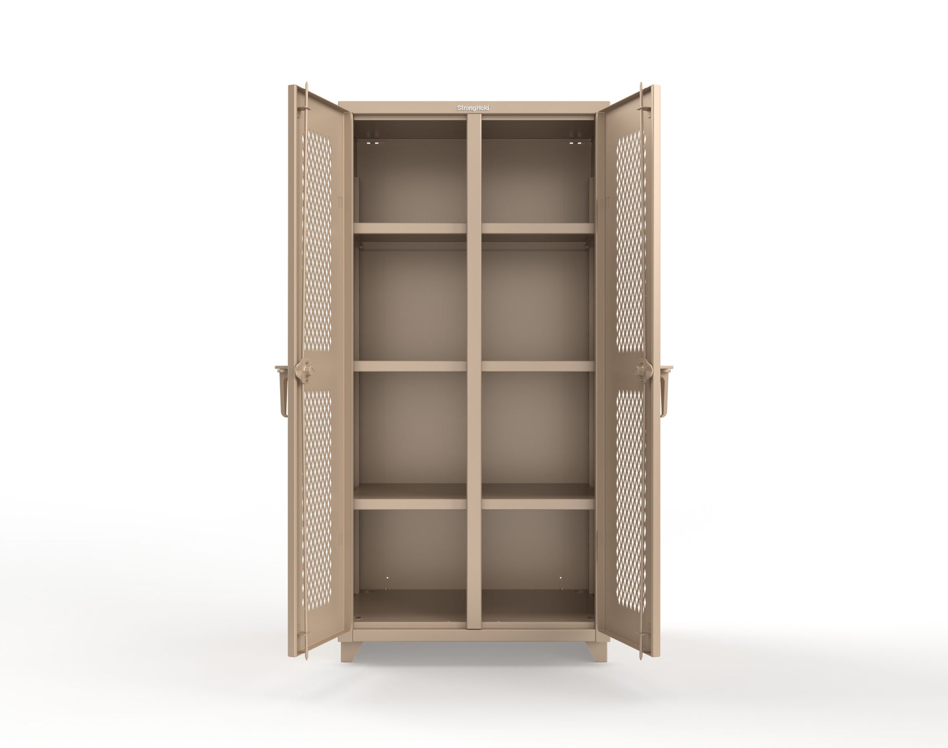 Extra Heavy Duty 14 GA Double Shift Ventilated (Diamond) Cabinet with 6 Shelves - 36 In. W x 24 In. D x 75 In. H - 36-DS-V-246-L-1019