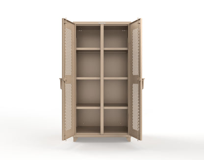 Extra Heavy Duty 14 GA Double Shift Ventilated (Diamond) Cabinet with 6 Shelves - 36 In. W x 24 In. D x 75 In. H - 36-DS-V-246-L-1019