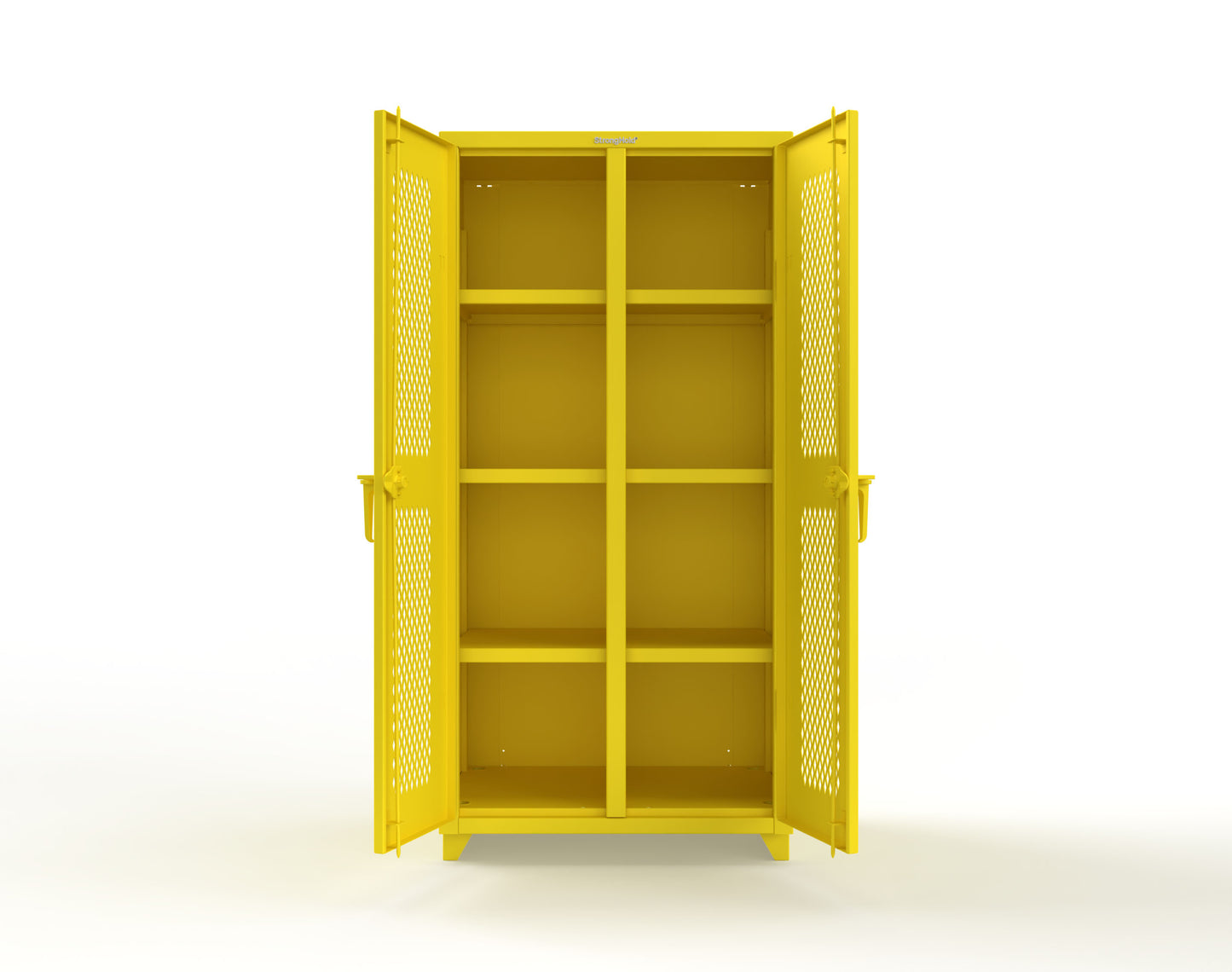 Extra Heavy Duty 14 GA Double Shift Ventilated (Diamond) Cabinet with 6 Shelves - 36 In. W x 24 In. D x 75 In. H - 36-DS-V-246-L-1021