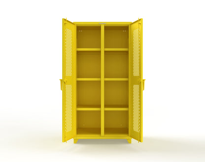 Extra Heavy Duty 14 GA Double Shift Ventilated (Diamond) Cabinet with 6 Shelves - 36 In. W x 24 In. D x 75 In. H - 36-DS-V-246-L-1021