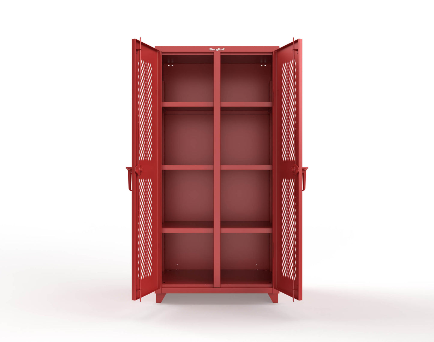 Extra Heavy Duty 14 GA Double Shift Ventilated (Diamond) Cabinet with 6 Shelves - 36 In. W x 24 In. D x 75 In. H - 36-DS-V-246-L-3001