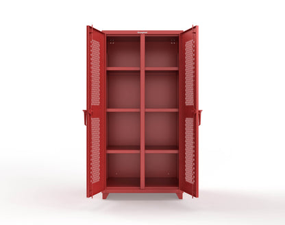 Extra Heavy Duty 14 GA Double Shift Ventilated (Diamond) Cabinet with 6 Shelves - 36 In. W x 24 In. D x 75 In. H - 36-DS-V-246-L-3001