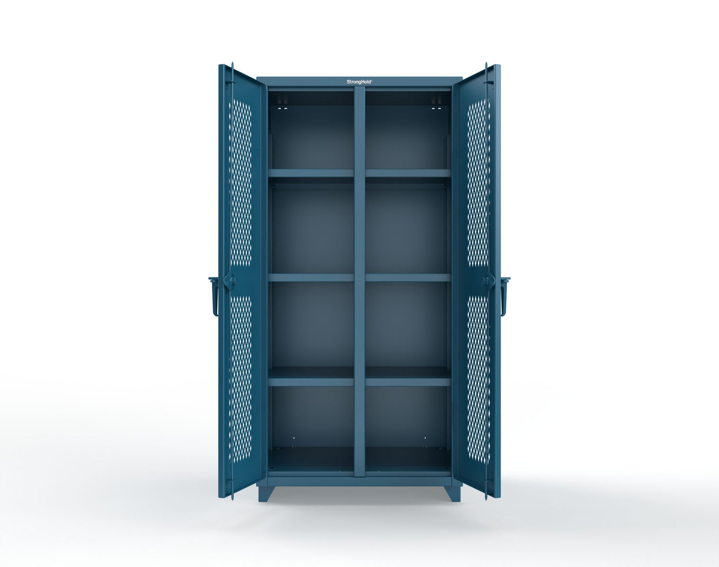 Extra Heavy Duty 14 GA Double Shift Ventilated (Diamond) Cabinet with 6 Shelves - 36 In. W x 24 In. D x 75 In. H - 36-DS-V-246-L-5001