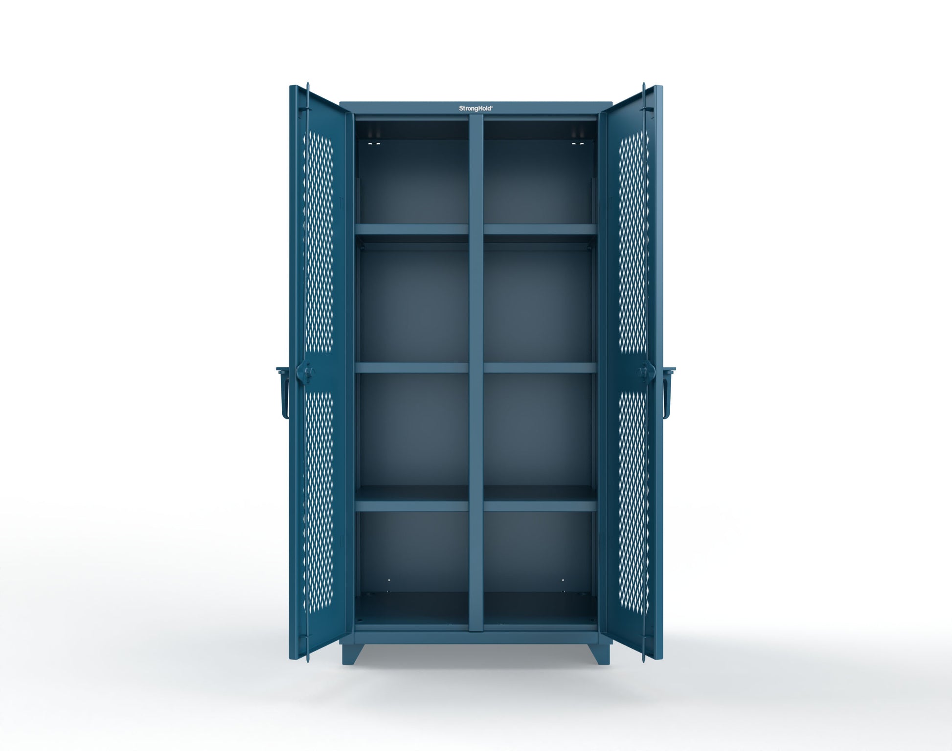 Extra Heavy Duty 14 GA Double Shift Ventilated (Diamond) Cabinet with 6 Shelves - 36 In. W x 24 In. D x 75 In. H - 36-DS-V-246-L-5001